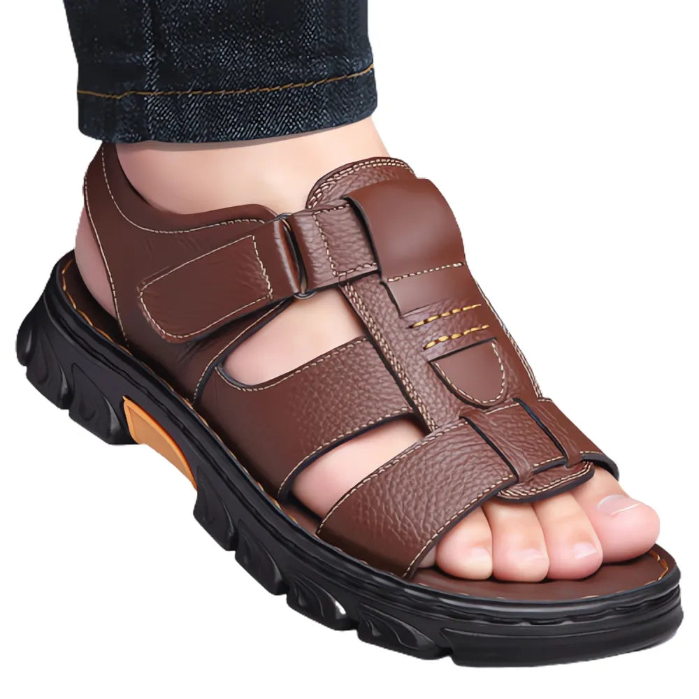 Non-slip Thick-soled Leather Men's  Beach Sandals