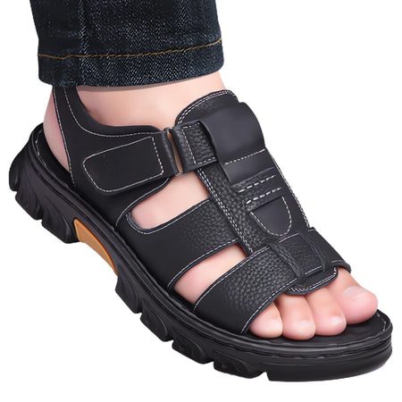 Non-slip Thick-soled Leather Men's  Beach Sandals