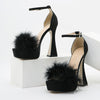 Hey There Fashion Pink Feather Fluffy Heels