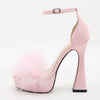 Hey There Fashion Pink Feather Fluffy Heels
