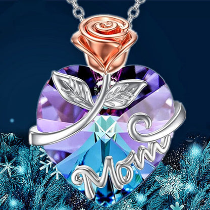 ROSE HEART MOM NECKLACE