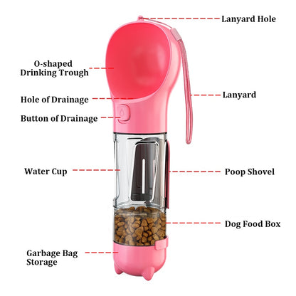 THE 3 IN 1Puptrip Cat Dog Water Bottle Food Drinker Set