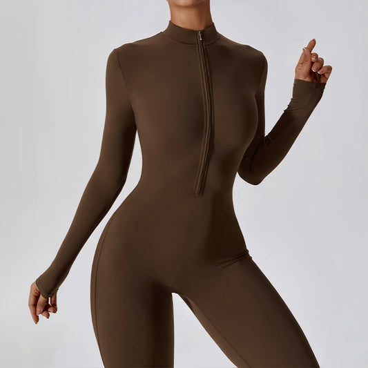 Zipper Nude Long Sleeve High Intensity Active Workout