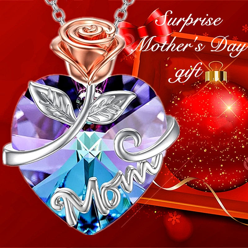 ROSE HEART MOM NECKLACE