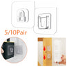 5/10 Pair Double-Sided Adhesive Wall Hooks Hanger Strong Transparent Hooks Suction Cup Sucker Wall Storage Holder For Kitchen