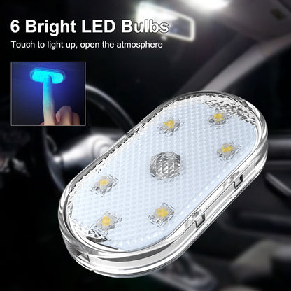 Lampes tactiles de voiture rechargeables 6LED pour l'intérieur et le coffre