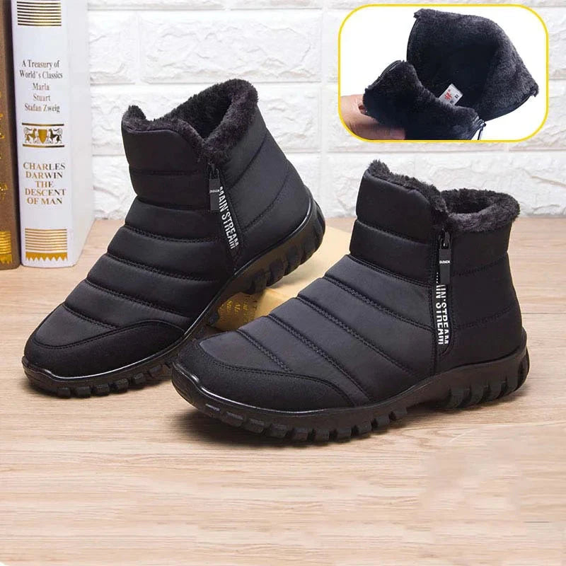 Unisex Waterproof Warm Cotton Zipper Snow Ankle Boots