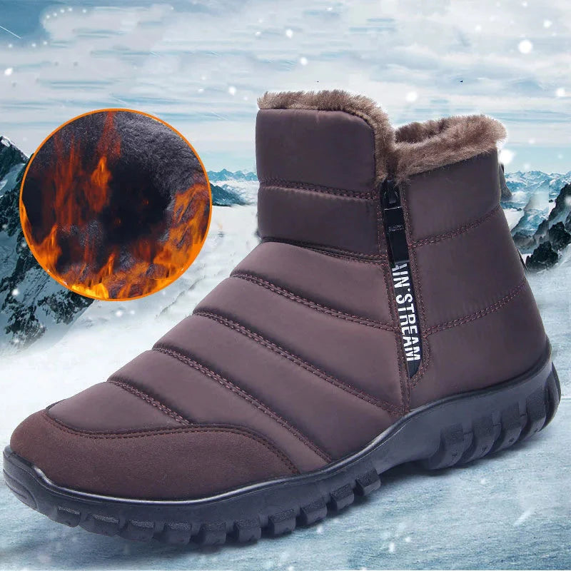 Unisex Waterproof Warm Cotton Zipper Snow Ankle Boots