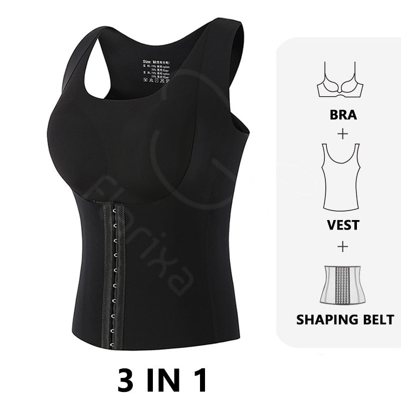  3-in-1 Waist Buttoned Bra Shapewear, Adjustable Straps Body  Shaper Waist Tank Top for Women (XXXL, Beige+Black) : Clothing, Shoes &  Jewelry