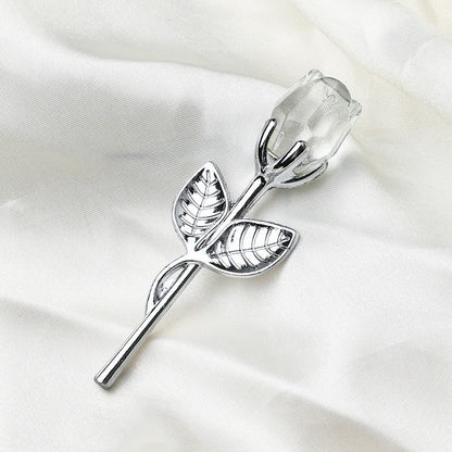 Valentines Day Gift Crystal Glass Rose Artificial Flower Silver Gold Rod Rose Flower for Girlfriend Wedding Gifts for Guest