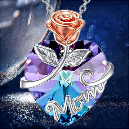 ROSE HEART MOM NECKLACE